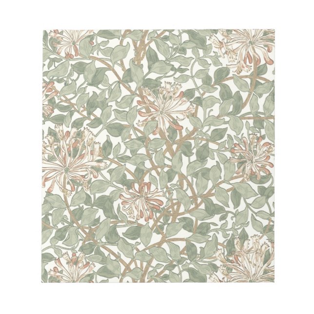 William Morris Honeysuckle Green Floral Notepad (Front)
