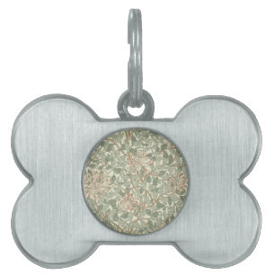 William Morris Honeysuckle Green Floral Pet ID Tag
