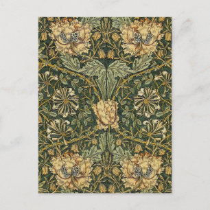 William Morris Honeysuckle Green Floral Postcard