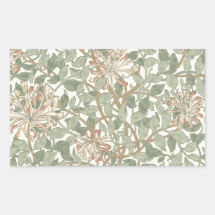 William Morris Honeysuckle Green Floral Rectangular Sticker