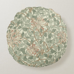 William Morris Honeysuckle Green Floral Round Cushion