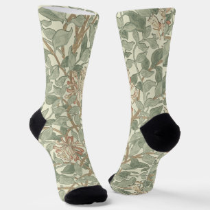 William Morris Honeysuckle Green Floral Socks