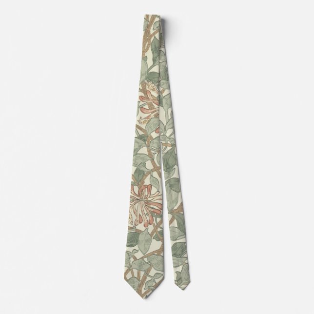 William Morris Honeysuckle Green Floral Tie (Front)