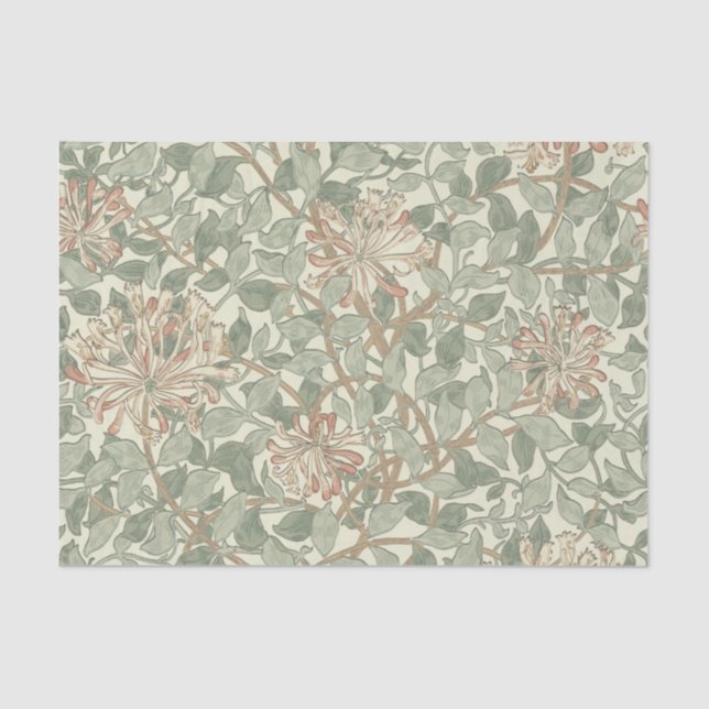 William Morris Honeysuckle Green Floral Tissue Paper (Front)