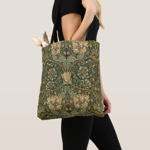 William Morris Honeysuckle Green Floral Tote Bag