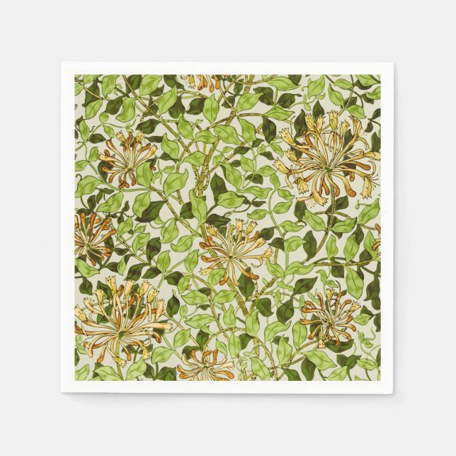 William Morris Honeysuckle Green Flowers Napkin (Front)