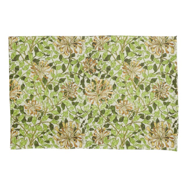 William Morris Honeysuckle Green Flowers Pillowcase (Front)