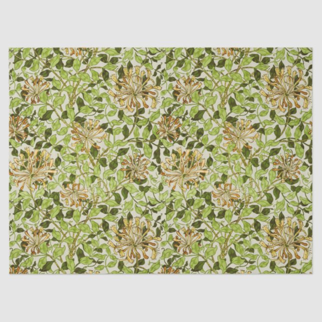 William Morris Honeysuckle Green Flowers Tissue Paper (Front)