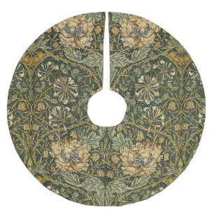William Morris Honeysuckle Green Yellow  Brushed Polyester Tree Skirt