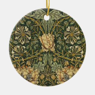 William Morris Honeysuckle Green Yellow  Ceramic Ornament