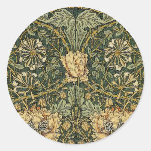 William Morris Honeysuckle Green Yellow  Classic Round Sticker
