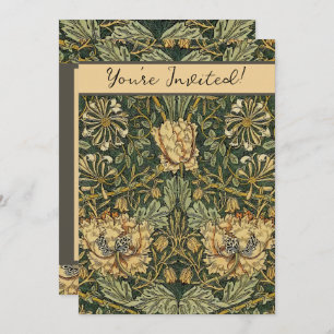 William Morris Honeysuckle Green Yellow Invitation