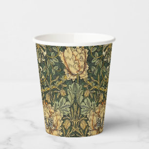 William Morris Honeysuckle Green Yellow  Paper Cups