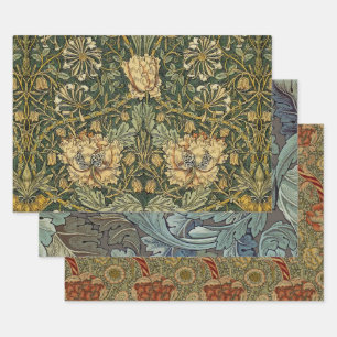 William Morris Honeysuckle Green Yellow  Wrapping Paper Sheet