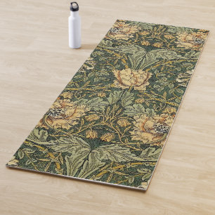 William Morris Honeysuckle Green Yellow  Yoga Mat
