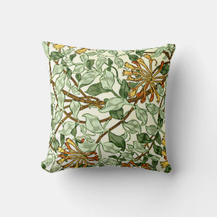 William Morris - Honeysuckle in Green and Gold Cushion