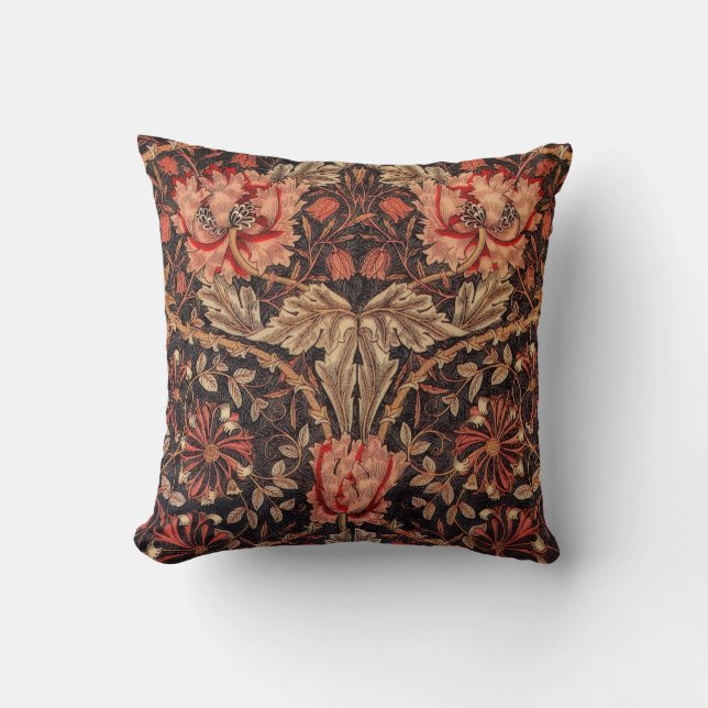 William Morris Honeysuckle Pattern Cushion (Front)