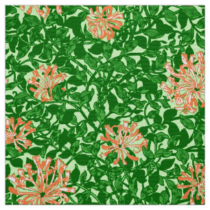 William Morris Honeysuckle, Peach and Green Fabric