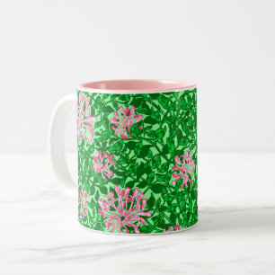 William Morris Honeysuckle, Pink and Green Two-Tone Coffee Mug