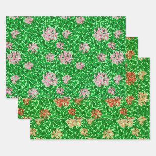 William Morris Honeysuckle, Pink. Red, Peach Wrapping Paper Sheet