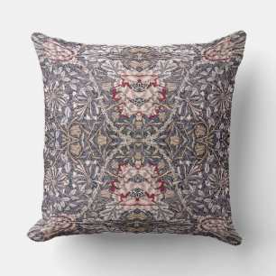 William Morris Honeysuckle Pink White Design Cushion