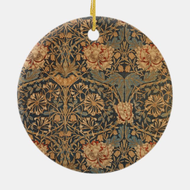 William Morris Honeysuckle Rich Wallpaper Ceramic Ornament (Back)