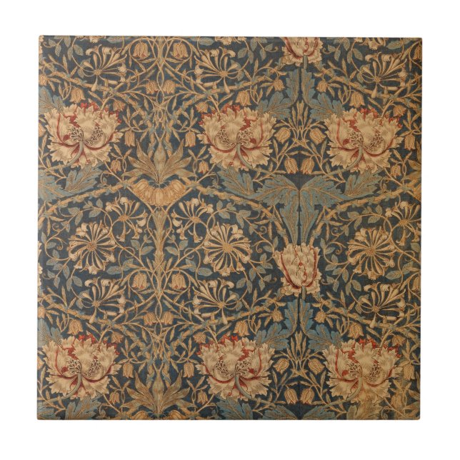 William Morris Honeysuckle Rich Wallpaper Ceramic Tile (Front)