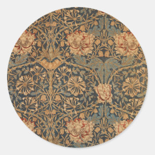 William Morris Honeysuckle Rich Wallpaper Classic Round Sticker