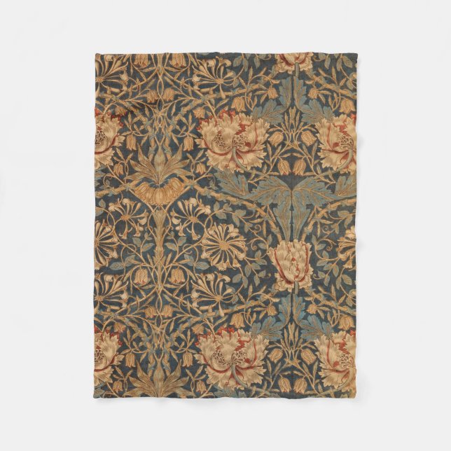 William Morris Honeysuckle Rich Wallpaper Fleece Blanket (Front)
