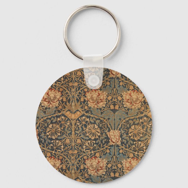 William Morris Honeysuckle Rich Wallpaper Key Ring (Front)