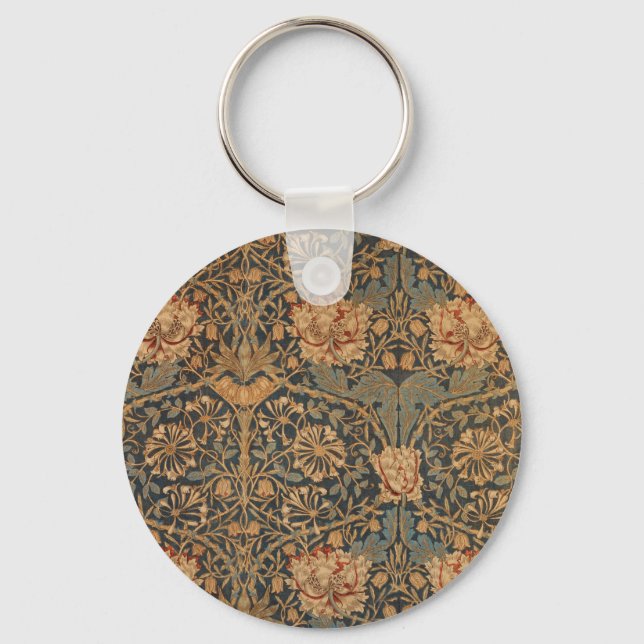 William Morris Honeysuckle Rich Wallpaper Key Ring (Front)