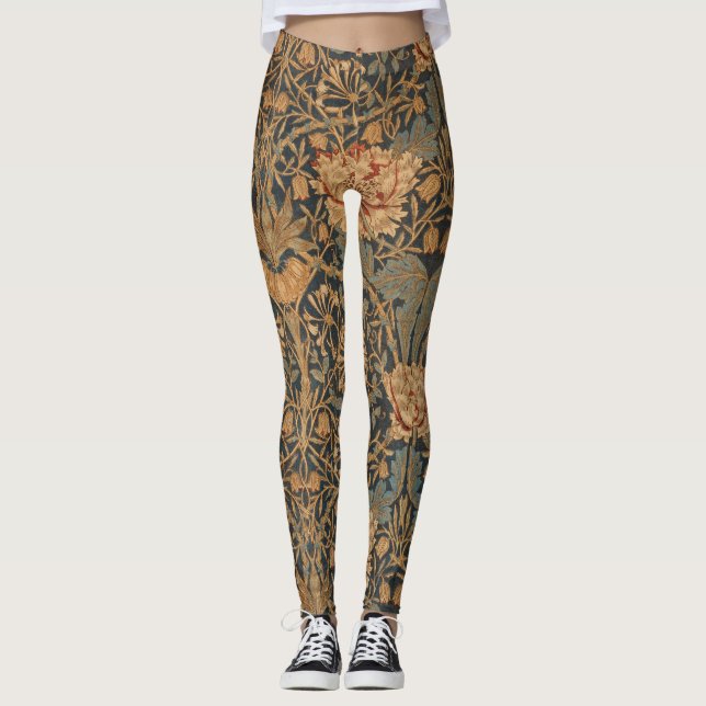 William Morris Honeysuckle Rich Wallpaper Leggings (Front)