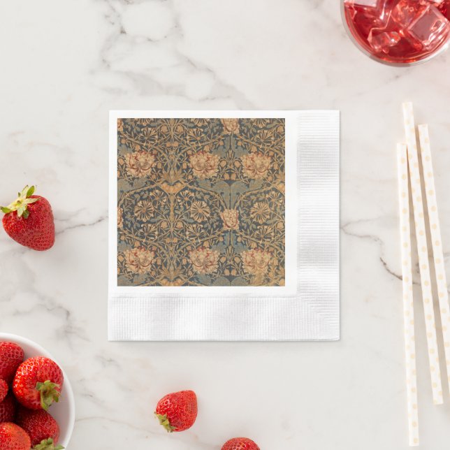 William Morris Honeysuckle Rich Wallpaper Napkin (Insitu)