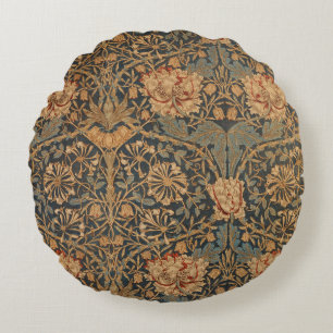 William Morris Honeysuckle Rich Wallpaper Round Cushion