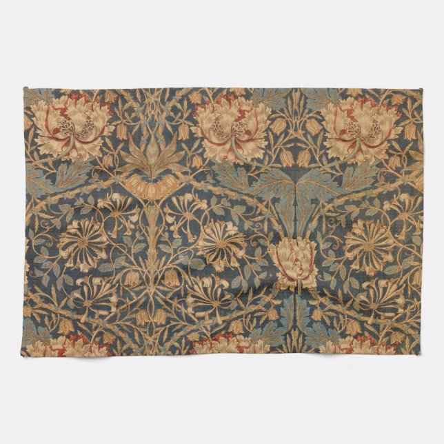 William Morris Honeysuckle Rich Wallpaper Tea Towel (Horizontal)