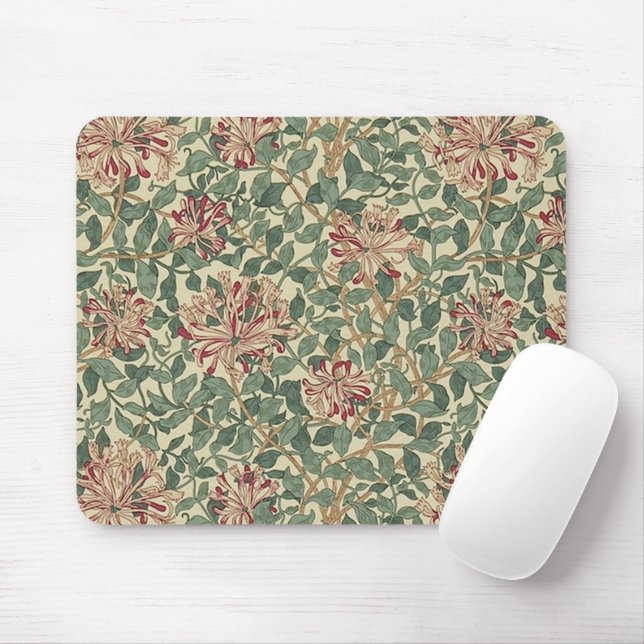 William Morris - Honeysuckle Roses & Leaves Mouse Pad (With Mouse)