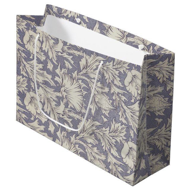 William Morris Horn Poppy Classic Floral Large Gift Bag (Front Angled)