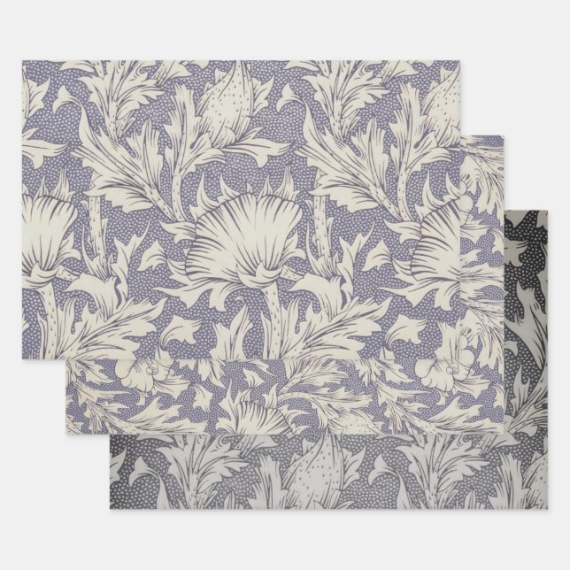 William Morris Horn Poppy Classic Floral Wrapping Paper Sheet (Set)
