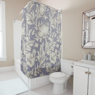 William Morris Horn Poppy Wallpaper Print: Vintage Shower Curtain