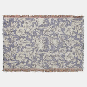 William Morris Horn Poppy Wallpaper Print: Vintage Throw Blanket