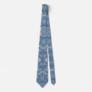 William Morris Hyacinth Floral blue Pattern  Tie