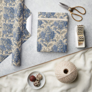 William Morris Hyacinth Floral blue Pattern Wrapping Paper