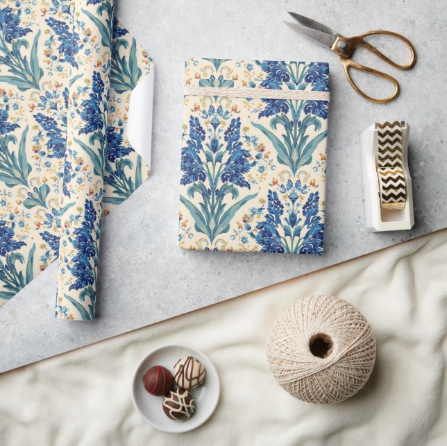William Morris Hyacinth Floral blue Pattern  Wrapping Paper (Crafts)