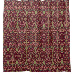 William Morris Hyacinth Floral burgundy Pattern Shower Curtain