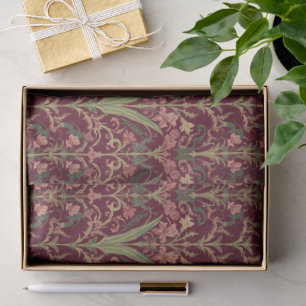 William Morris Hyacinth Floral burgundy Pattern Tissue Paper