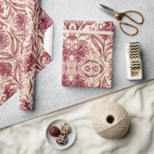 William Morris Hyacinth Floral burgundy Pattern  Wrapping Paper