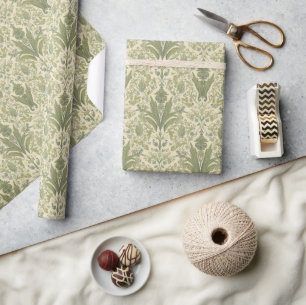 William Morris Hyacinth Floral sage green Pattern Wrapping Paper