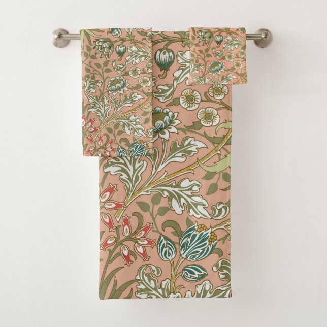 William Morris Hyacinth Flower Rose Art Bath Towel Set (Insitu)