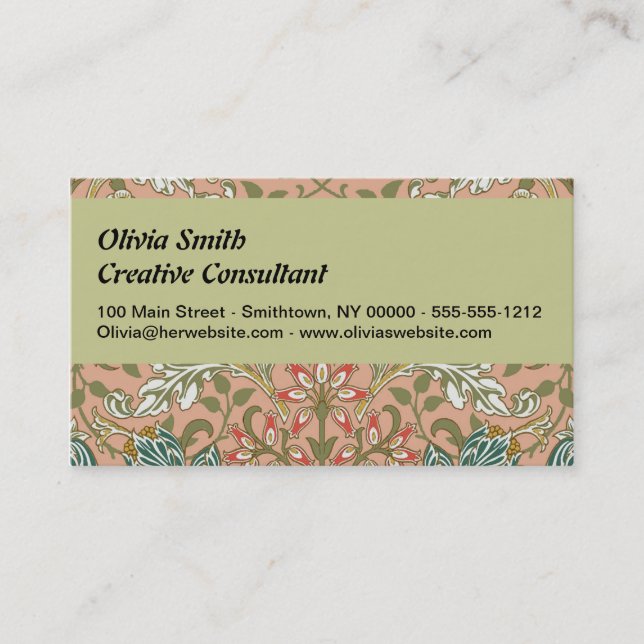 William Morris Hyacinth Flower Rose Art Business Card (Front)