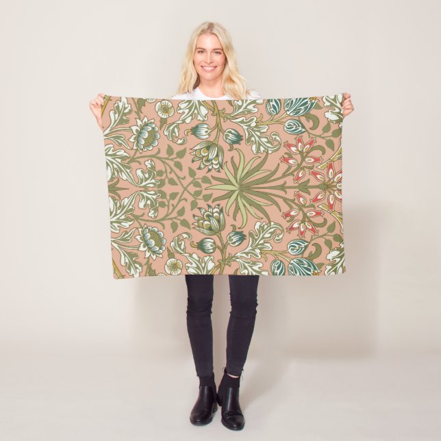 William Morris Hyacinth Flower Rose Art Fleece Blanket (In Situ)